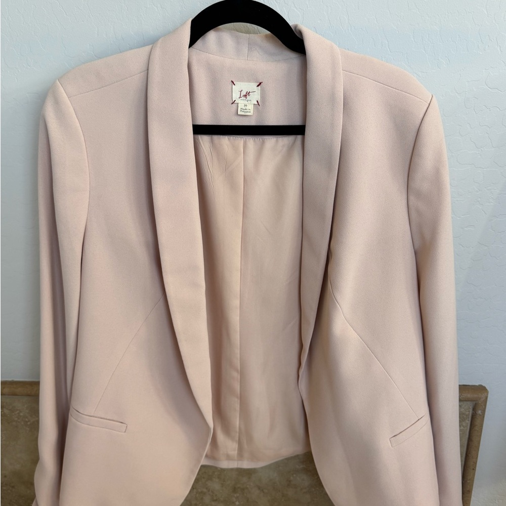 LOFT Pink Blazer with Shawl Collar and Modern Silhouette